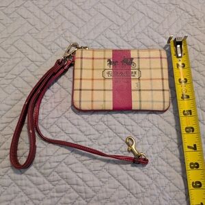 Coach Plaid Wristlet with Pink Accent